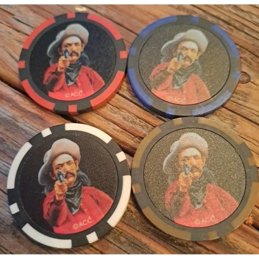 Lot of 32 Cowboy Wild Bill Old West Poker Chips Golf Ball Marker Party Favors